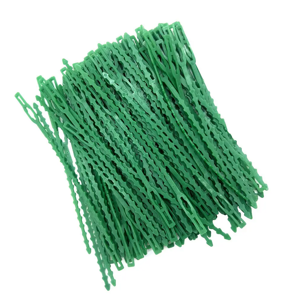 

120pcs Garden Tree Strapping Band For Green Plants Fixing Reusable Plastic Buckle Gardening Tree Fixator Pe Vine Plants Fixing