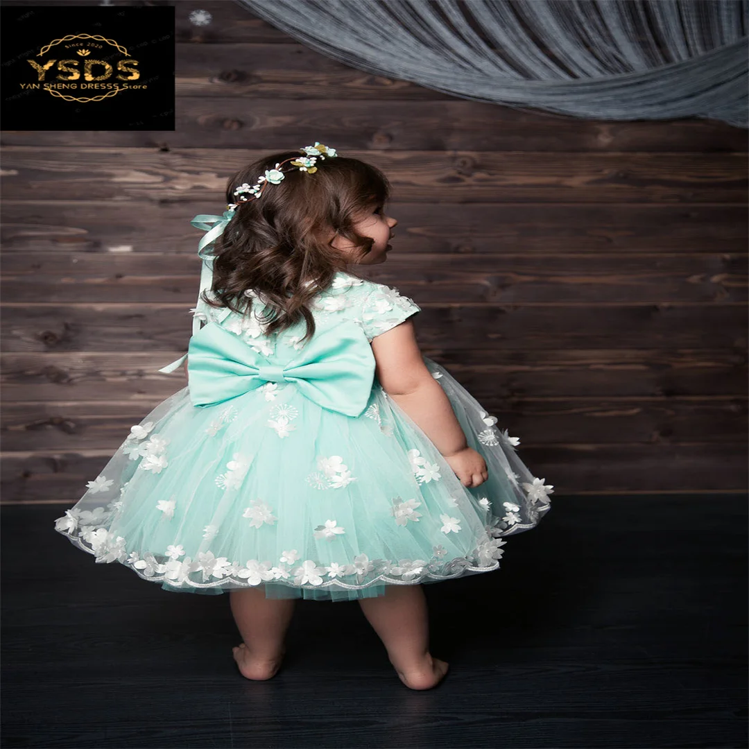 Cute mint green princess flower girls dresses new handmade tiered ruffles short little girl pageant gowns