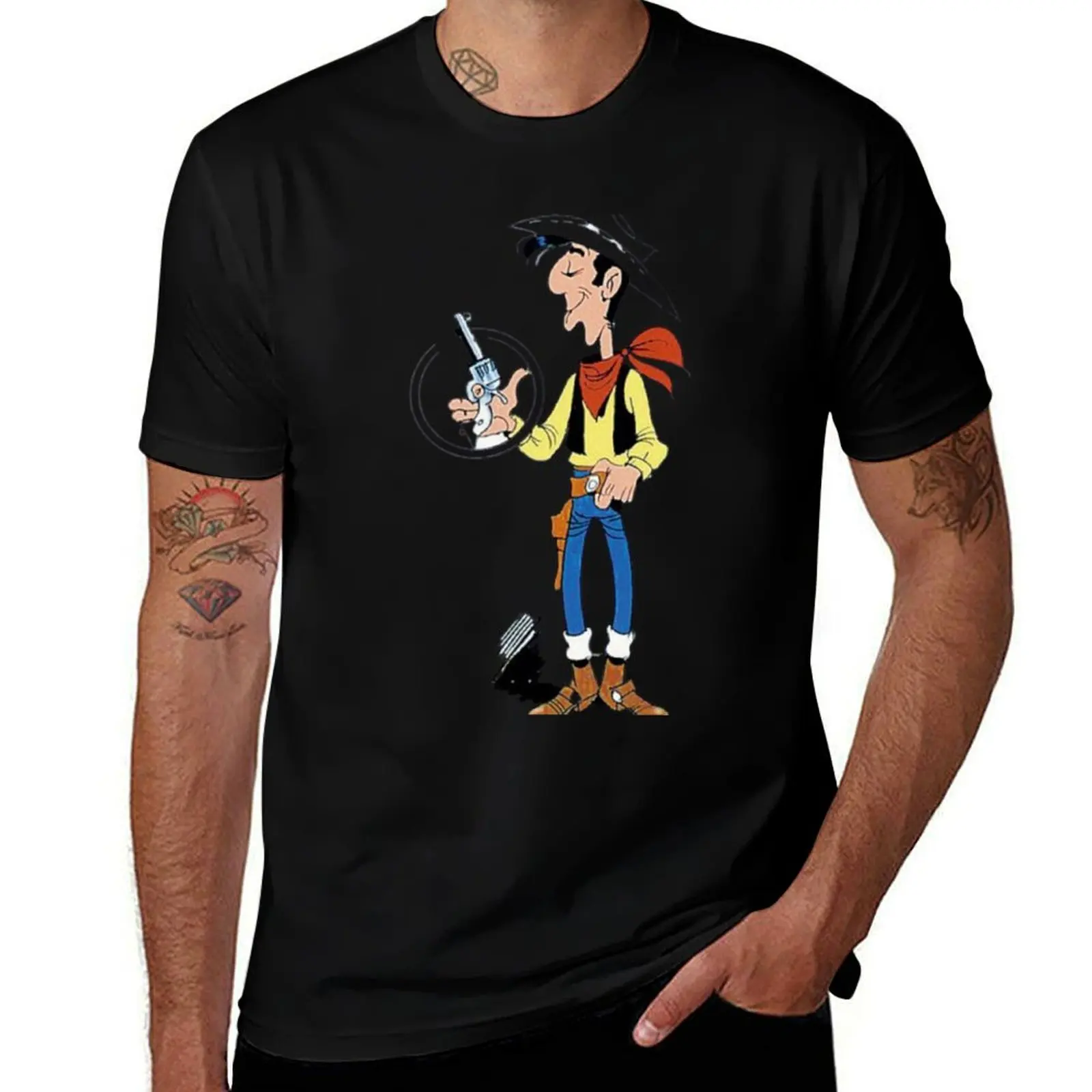 

lucky luke pistol T-Shirt street wear T-shirts man oversizeds anime tshirt mens graphic t-shirts pack