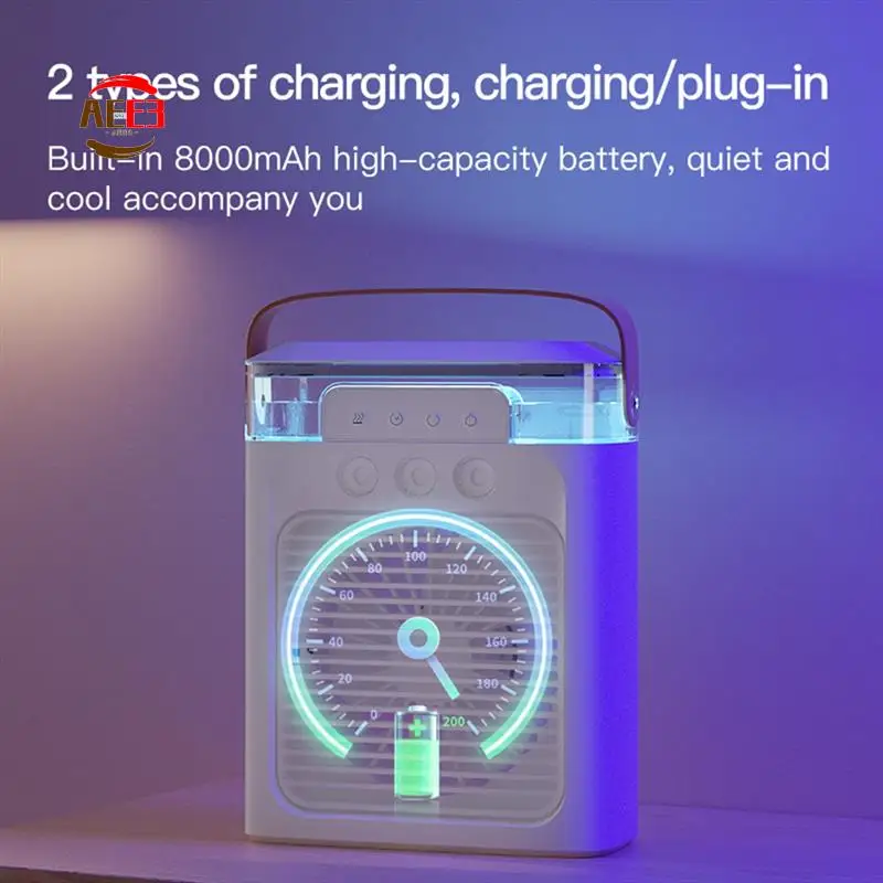 AEE3-ventilador de aire acondicionado portátil, Mini enfriador de aire evaporativo con colores, modos de luz LED para escritorio, mesita de noche, mesa de centro