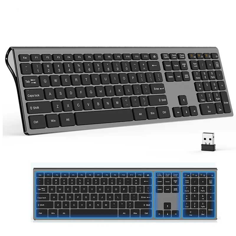 

USB Wireless Keyboard Ergonomic Scissor Design Keys Full Size Slim Keyboard for PC Computer Laptop Russian/Korean Layout