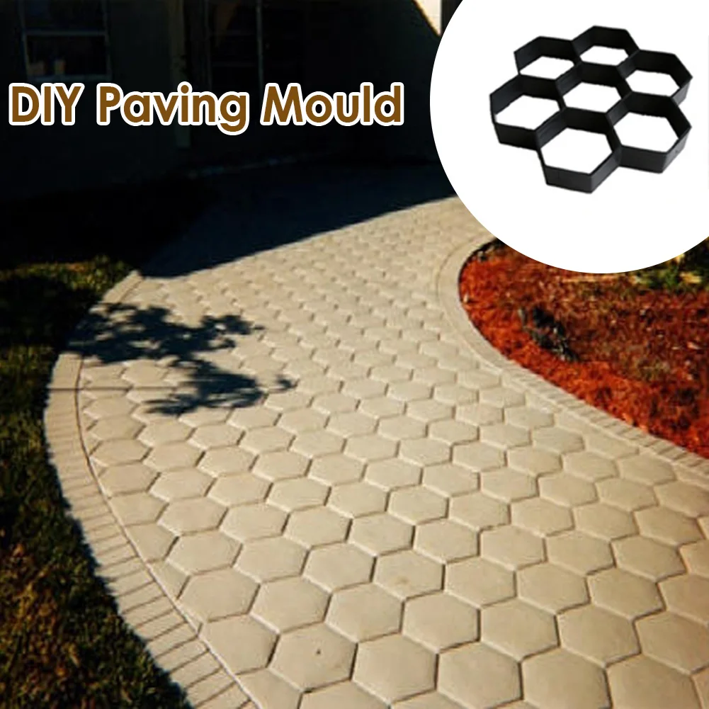 DIY Manually Paving Cement Brick Stone Road Concrete Mould 7 Grid Creative Concrete Cement Stone Design Tools