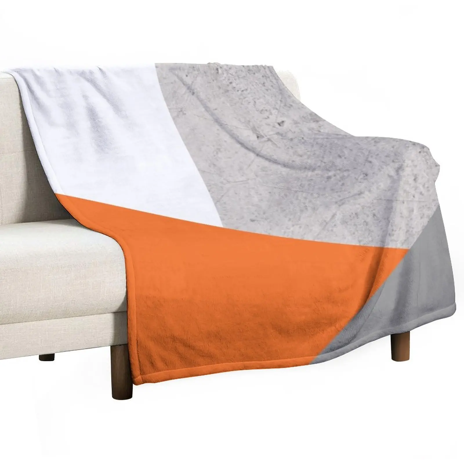 

Grey Orange and Concrete Color Block Throw Blanket Luxury Designer Blanket Hairy Blankets Decorative Sofa Blankets