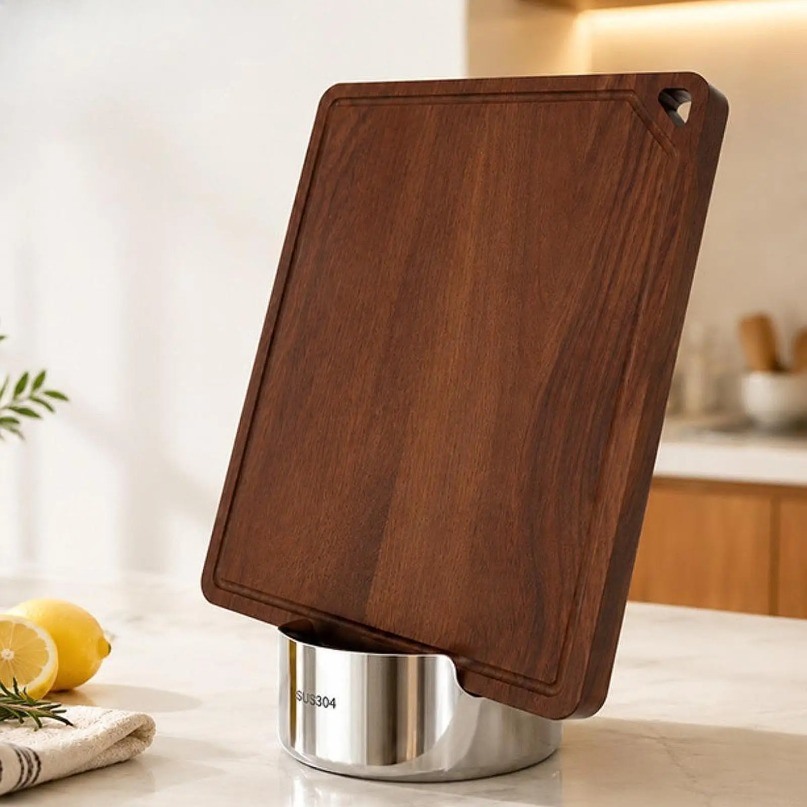 Organizer, Utensil Holder, Stainless Steel Tray, Stand And Spoons, Stable Groove Design, Suitable for