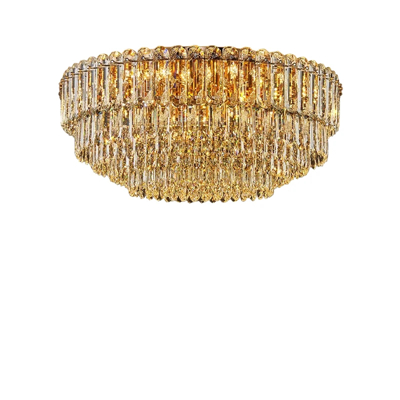 2024 Nordic Modern Elegant Crystal Ceiling Lamp Gold Living Room Light Fixture Lamparas De Techo Foyer Villa Lustres