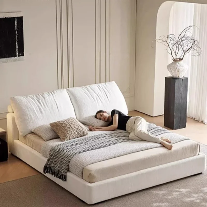 Minimalist White Bed Home Platform Headboard Luxury Bed Fancy Box Frame Letto Gonfiabile Matrimoniale Bedroom Furnitures