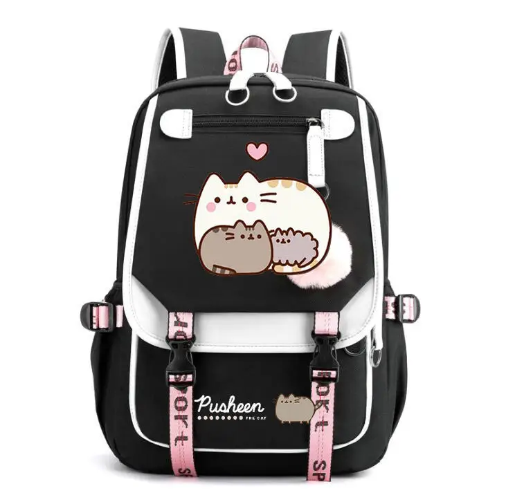 Fat Cat Students Backpacks for Teenagers Girls School Bookbag Laptop Travel Backpack Women Casual Back Pack Kids Rucksack