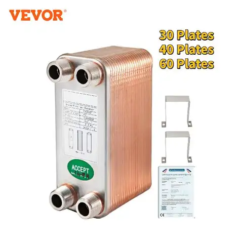 SucceBuy 30/40/60 Plates Heat Exchanger Wort Chiller Stainless Steel Homebrew Brewing Beer Cooler Counterflow  Water Heating