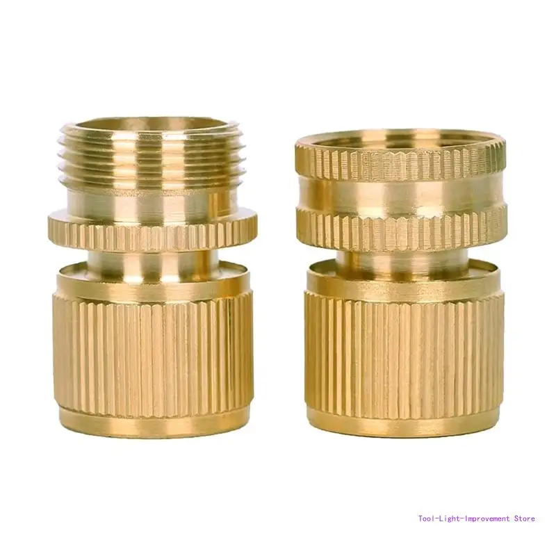 

C63E 2Pcs 3/4" Brass Quick Connector Metal Faucet Water Irrigation Adapter