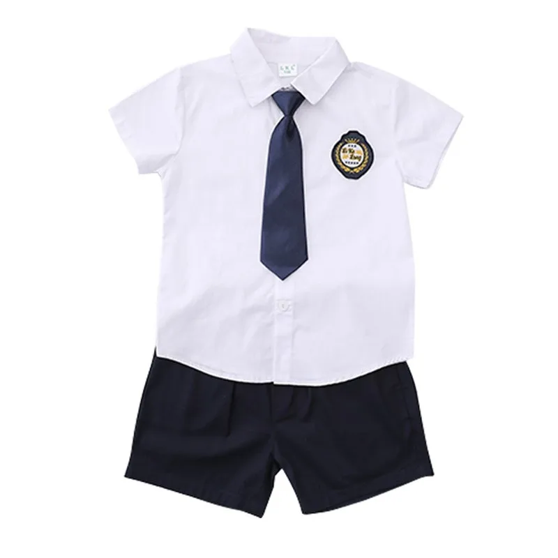 Girls Short Sleeve Blouse Skirt Boys Korean Shirt Shorts Children Kindergarten Students Summer Clothes Sets Kids School Uniform 5