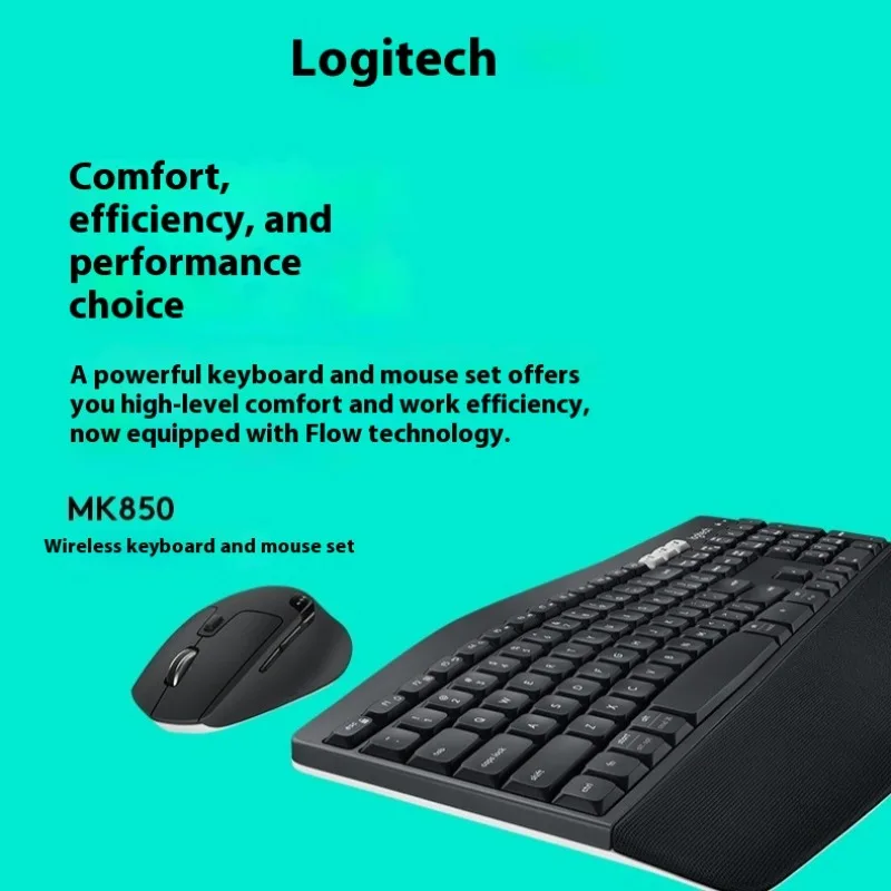 

Logitech MK850 Productivity Combo - Type Across 3 Computers, Comfort Ergo Palm Rest, Precision Mouse for Hybrid Working