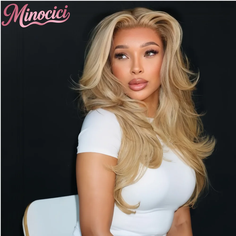 

Парик из натуральных волос с кружевной передней частью 13x4, плотность 250, блонд 613, волнистая многослойная стрижка, окрашенный, для чернокожих женщин