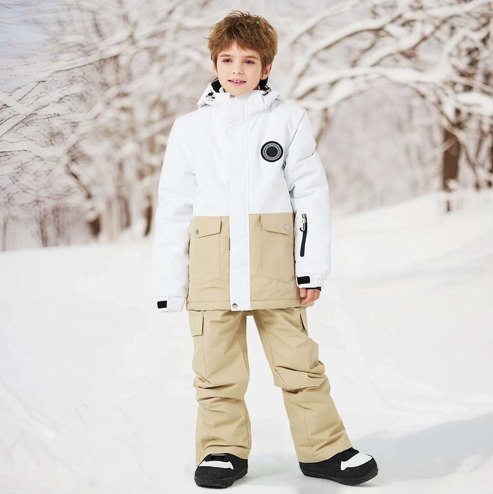 Winter Children's Ski Snowboard Clothing Suit For Boys Girls Outdoor Windproof Waterproof Warm and Thickened Ski Jacket Pants