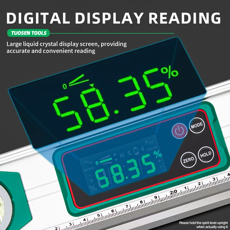 Penggaris Digital Presisi Tinggi dengan Magnet Kuat, Pengukur Sudut Elektronik dari Paduan Aluminium, Pengukuran Sudut dan Ketinggian