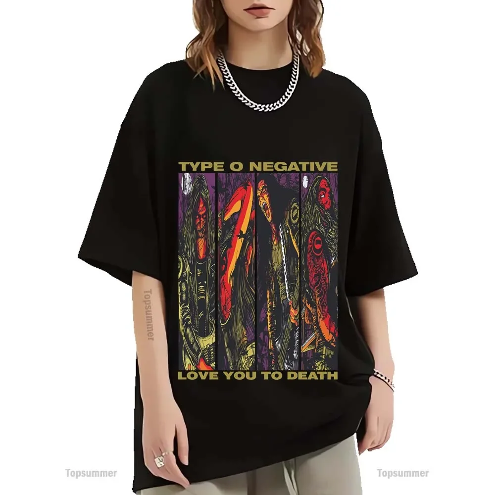 

Type O Negative Love You To Death Gift for Men Funny Graphic Tees Shirts for Men Graphic Hip Hop Shirts for Men
