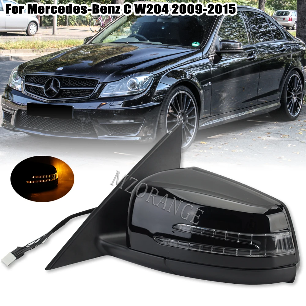 Assemblage de rétroviseur latéral à 15 fils pour Mercedes-Benz, classe C 2009-2015 W204, sans angle mort, lampadaire, rétroviseur latéral, accessoires de voiture