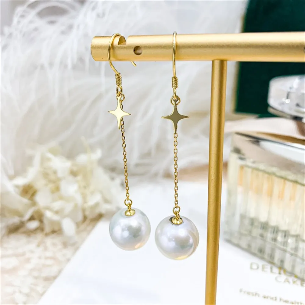 DIY Pearl Mini Accessories S925 Pure Silver Ear Stud Empty Set Gold Silver Earrings Fit 7-13mm Round E042