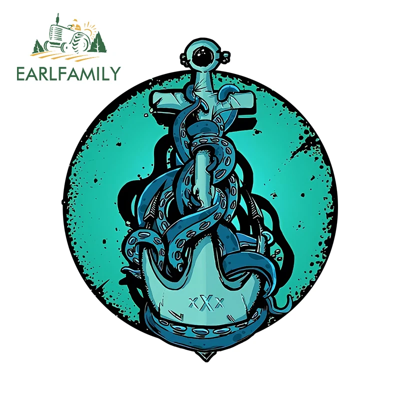 EARLFAMILY 13cm X 11.1cm for Anchor Was Entangled By Tentacles Car Stickers Vinyl Waterproof Decals Car Accessories Window Decor