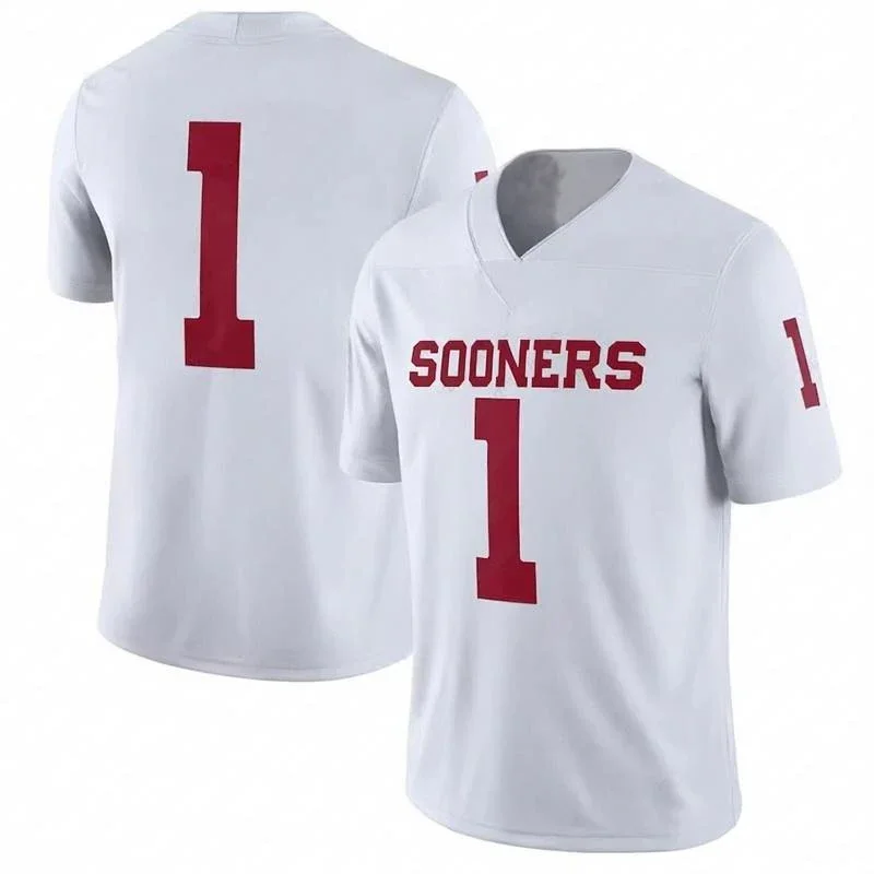 224 New Arrival Football Jersey Oklahoma Sooners Unmber 1 Tee Sport Short Sleeve Training Uniform Soccer Jersey Cycling Top