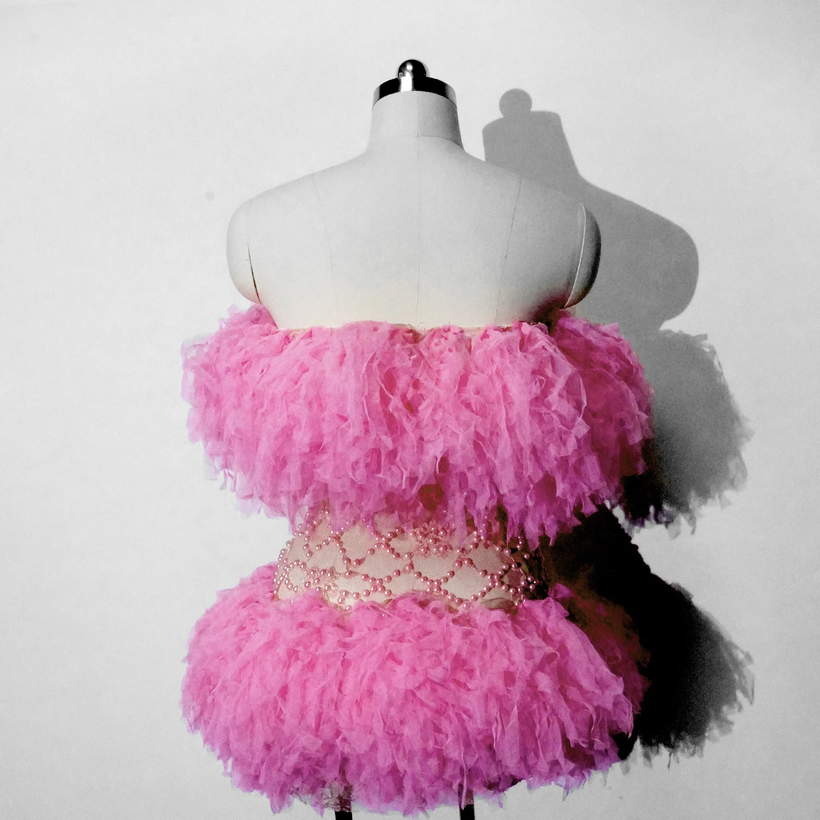 

Elegante Outfit Pink Pearls Pearls Dresses Gogo Clothes Pile Dance Stage Show Singer Prom Celebrate Showgirl Drag Queen Costume