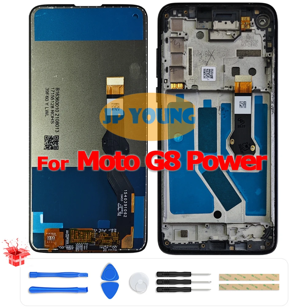 Original 6.4" LCD Touch Screen Digitizer Assembly With Frame for Motorola Moto G8 Power XT2041-1, XT2041-3 - Replacement