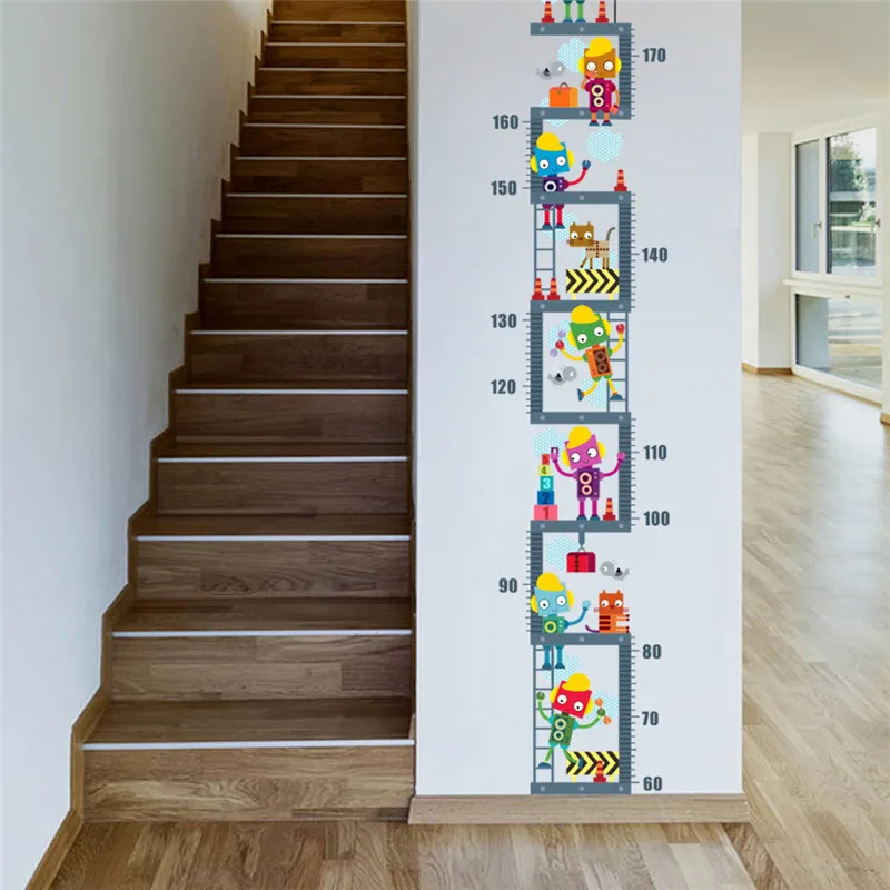 

Creative Robots Growth Chart Wall Stickers For Boys Room Bedroom Decoration Cartoon Mural Art Diy Home Decal Kids Gift