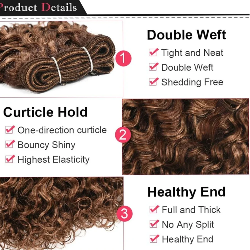 3PCS /Lot Curly Wavy Human Hair Bundles Brazilian Human Hair Weave Bundles Curly Hair Extensions