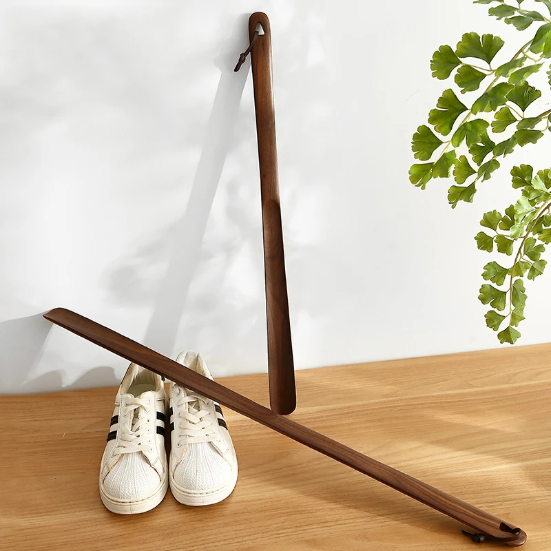 Black Walnut Solid Wood Long Handle Shoehorn Professional Shoehorn Portable Handle Shoe Lifter Shoe Horn Footware Tool