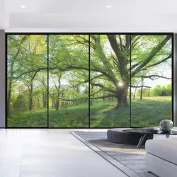 Sun Blocking Privacy Window Film Big Tree Pattern Glass Door Decorative Film No Glue Static Cling Frosted Glass Window Sticker