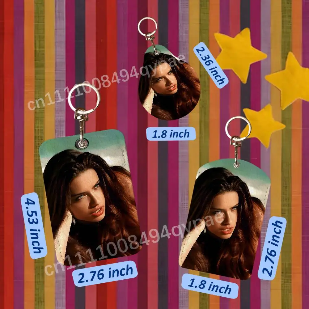 Fashion A-Adriana Lima Model 1PCS Leather Card Holder Keychain Door Lock Access Tags ID Card Case Access Card Bag Key Tag Ring view 5