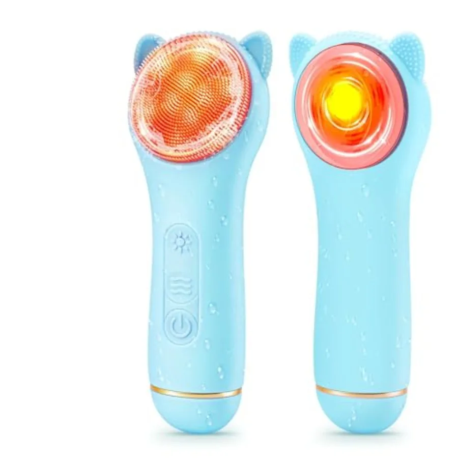 

Face Scrubber Facial Cleansing Brush Silicone Waterproof Rechargeable Electric Exfoliator with Heated 7 Colors LED Light Therap