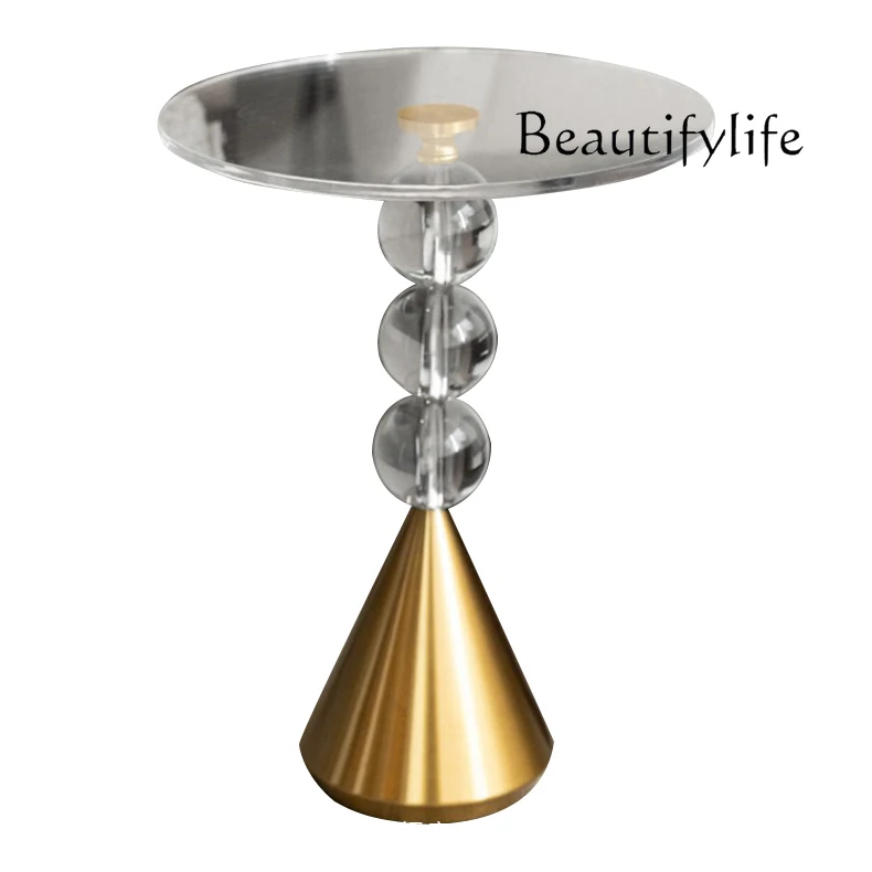 

Italian minimalist transparent acrylic coffee table designer household sofa edge stainless steel creative base meeting table