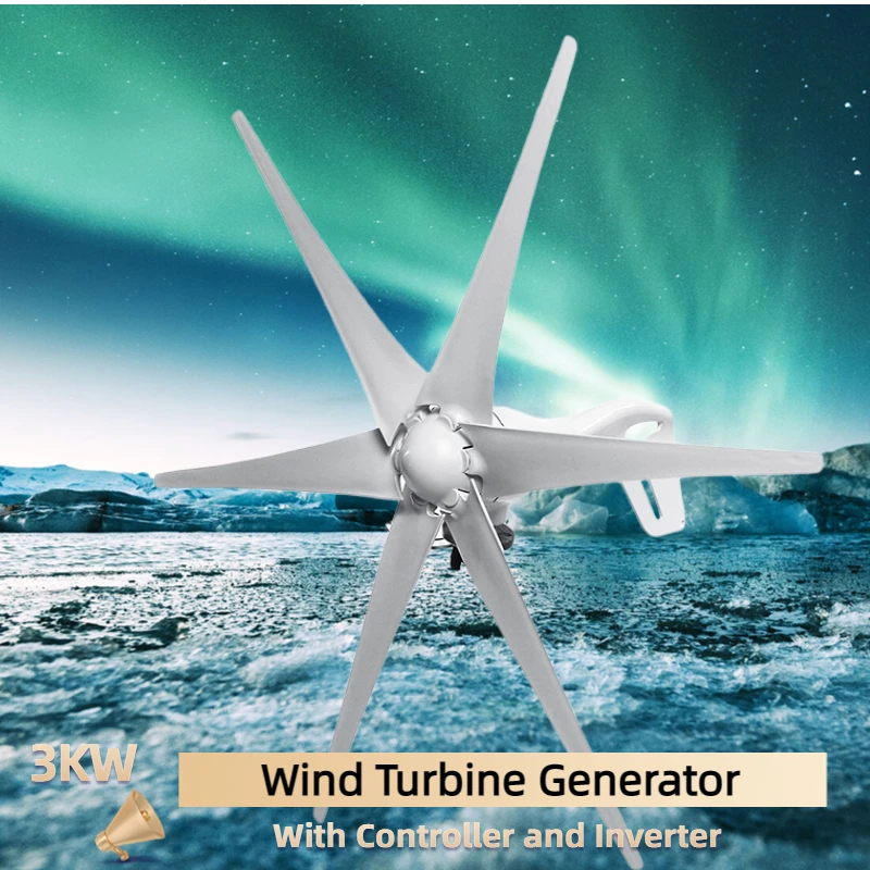 3kw Efficie Horizontal Wind Turbine Generator  Fit For Street Lamps Monitoring Boat Free Energy Windmill With Controller Homeuse