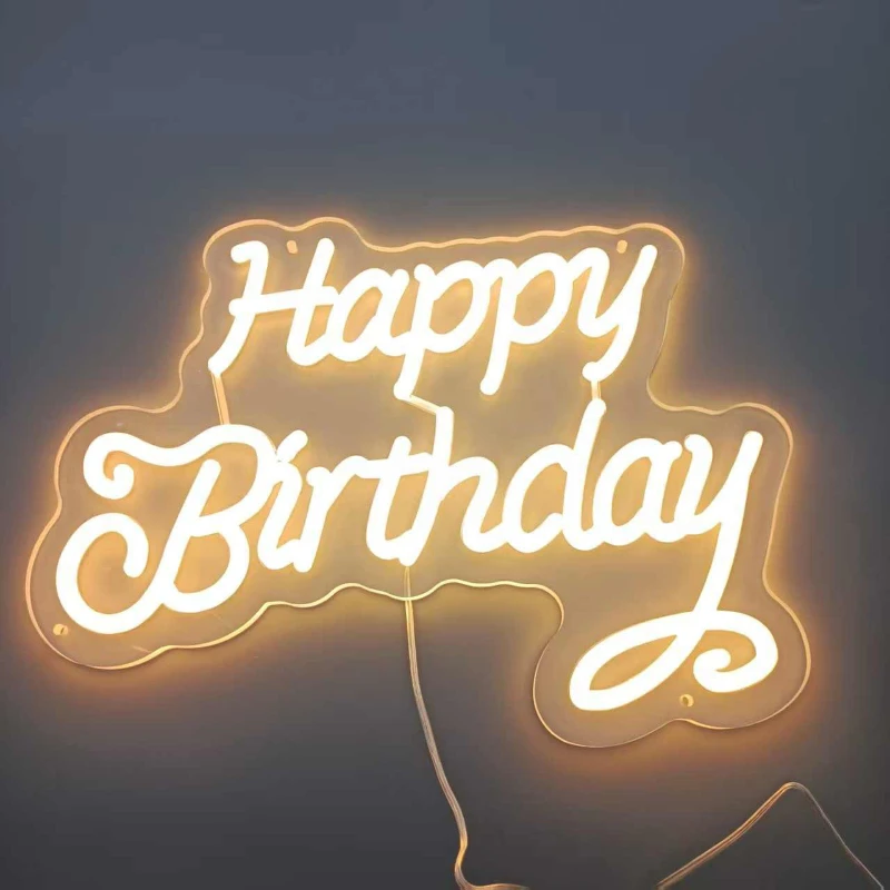 LED Neon Signs, Happy Birthday, Scene Decoration Props, Illuminated Letters