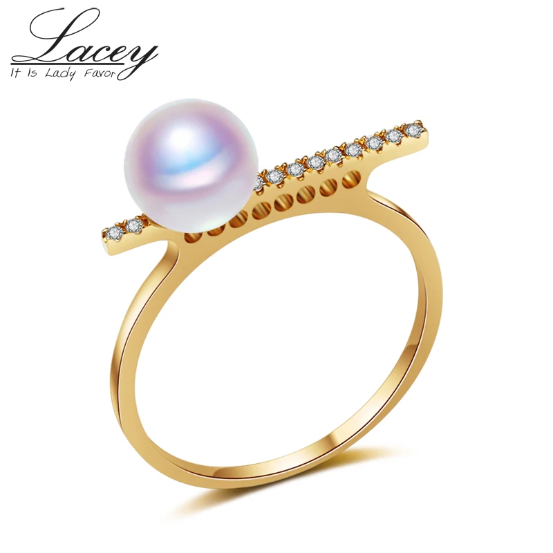 Real Akoya Pearl Finger Rings For Women,New Design Pearl Engagement Ring Love Gift,18k Gold Ring  Fine Jewelry 