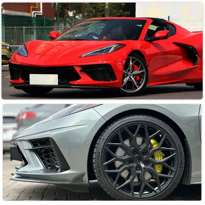 Car Front Bumper Lip Spoiler Full Carbon Fiber for Chevrolet Corvette C8 Stingray Z51 2020-2026 Front Lip Chin Apron Body Kits