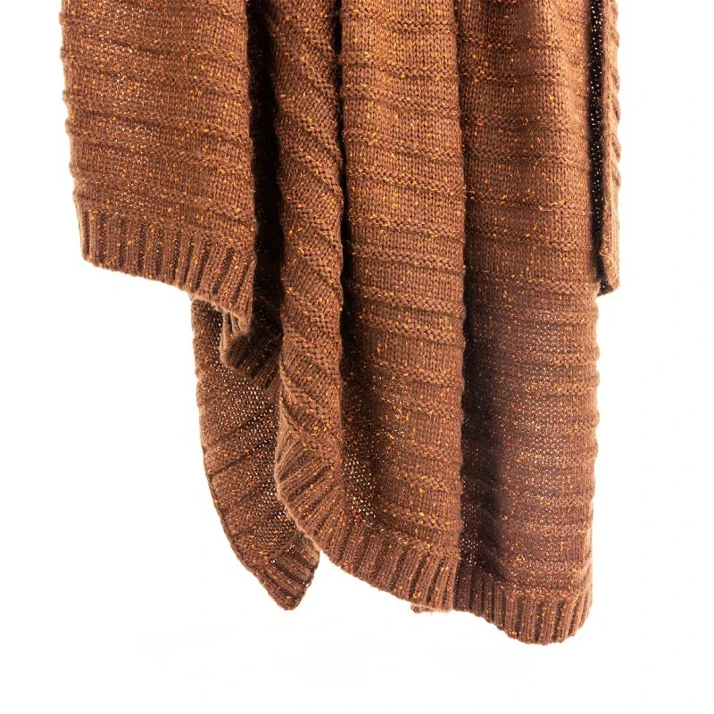 

Household sofa bedding sofa knee pads bedspread knitted striped brown blended knot texture woven package fancy ribbed