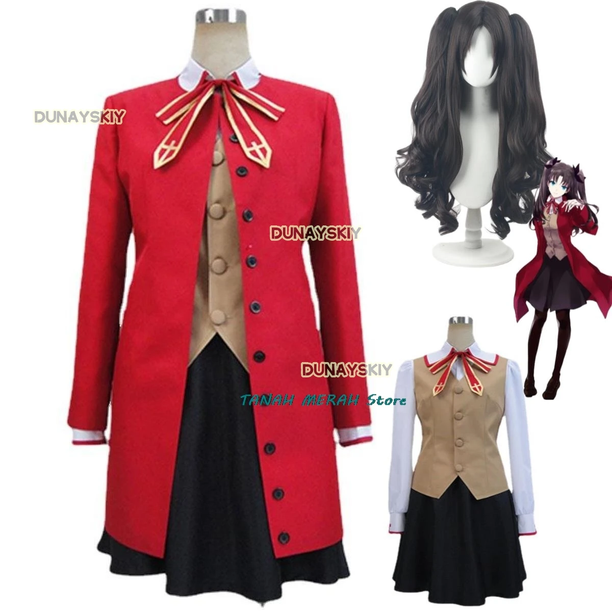 Anime Game Fate/Stay Night Tohsaka Rin Cosplay Costume Holy Grail War Wig Jk School Uniform Woman Kawaii Carnival Suit