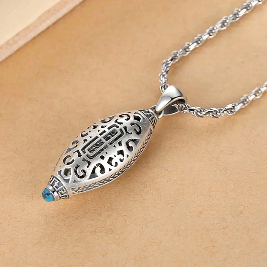 1 قطعة عجلة الصلاة البوذية الرجعية سحر تعويذة قلادة ستة أحرف تعويذة محظوظ قلادة قلادة