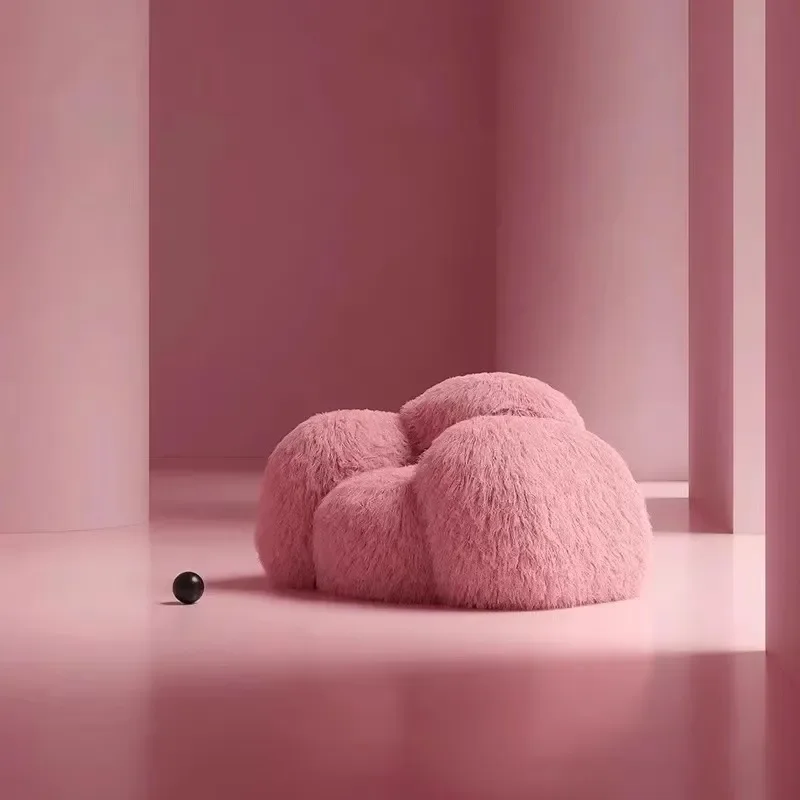 for Snowman Bear Sofa Modern Light Luxury Internet Celebrity Plush Pink Nordic Minimalist Beauty Salon Clothing Store