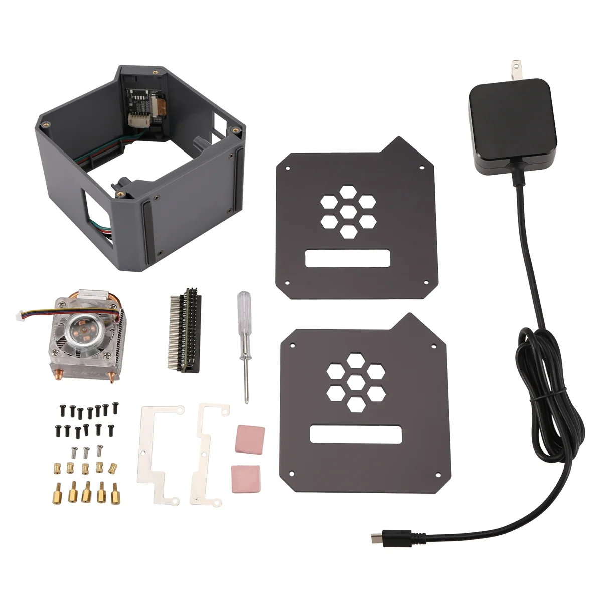 Mini Tower Fan with Case Kit with Ice Tower 0.96 Screen Dispaly Power Supply for Raspberry Pi5 US Plug