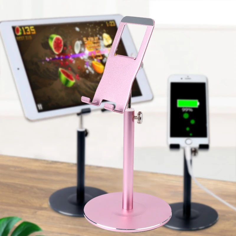 Aluminum Alloy Anti-Skid Tablet Stand, Universal Phone Holder, Spring Back, Live Streaming Stands