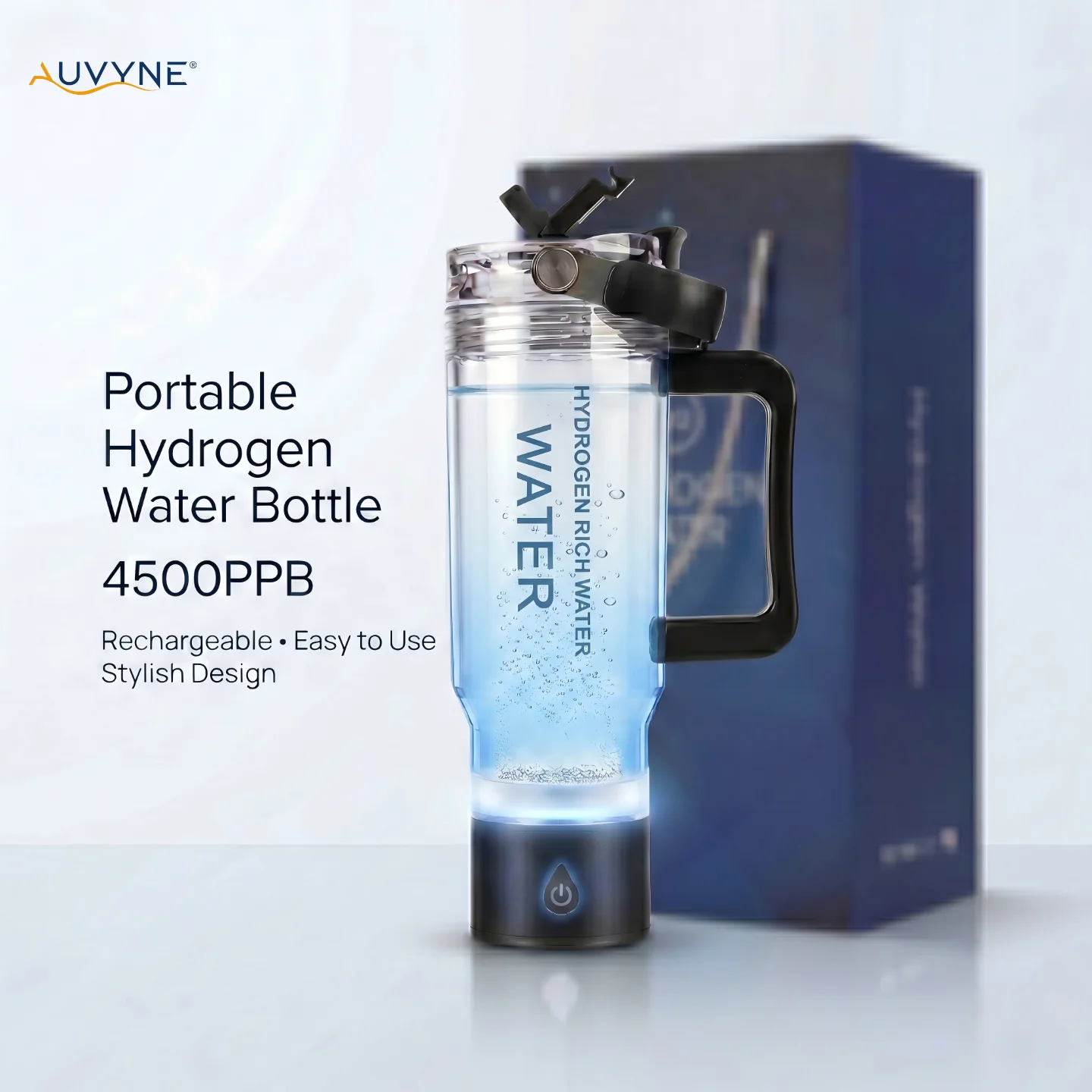 Image of Tragbare Wasserstoff-Wasserflasche 750ml Wiederaufladbare Elektrische Wasserstoffreiche Wasserflasche mit Griff für Auto Reise Büro