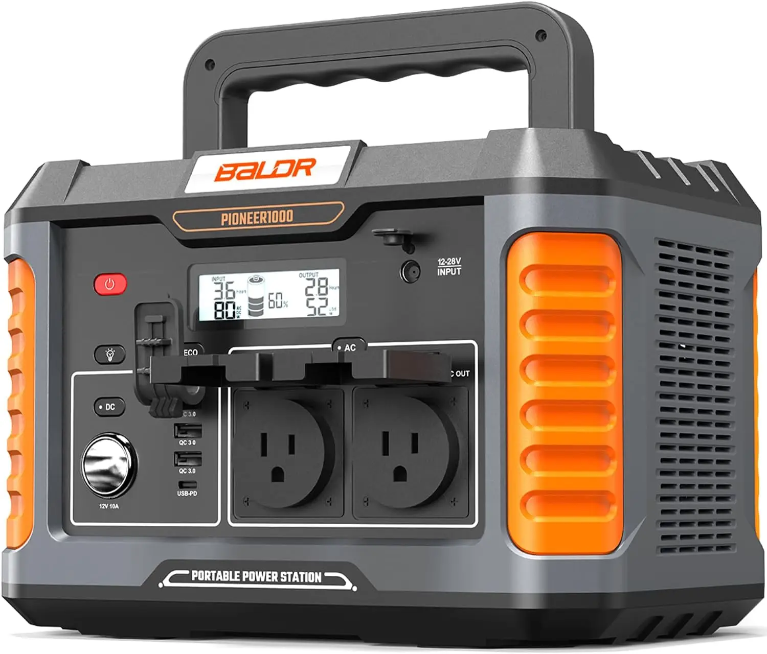 1000W Portable Power Station, 808Wh, Lightweight Solar Generator with AC Outlet for Camping and Home Backup