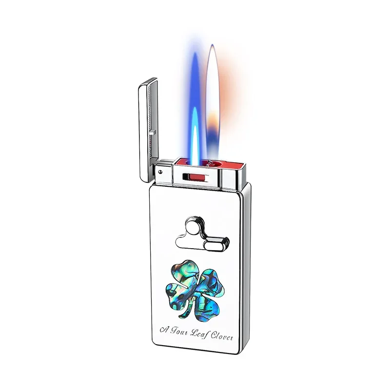 Voice Controlled Dual Fire Creative Smart Induction Lighter Inflatable Windproof Blue Flame Shell Gift Men's Cigarette Lighter