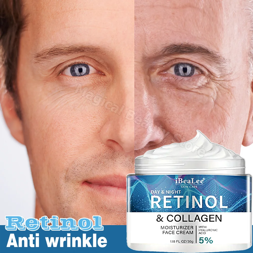 

Retinol wrinkle Removal Cream For Men Collagen Anti-Aging Face & Neck Wrinkles Moisturizer Fade Fine Lines Firming Skin Care 30g