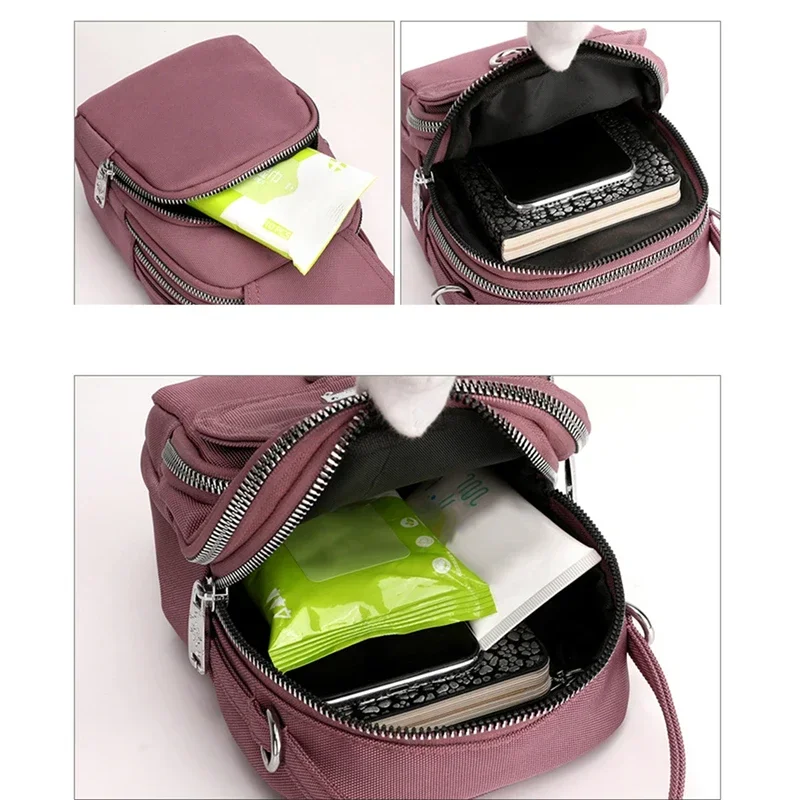 New Fashion 3 Layers Women Mini Bag High Quality Durable Fabric Girls Small Shoulder Prettry Style Female Handbag Phone