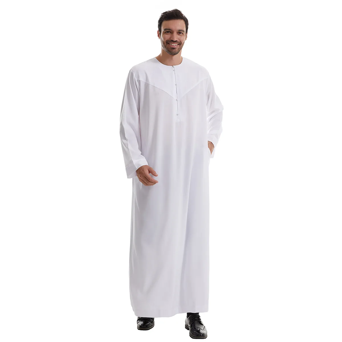 Abbigliamento islamico musulmano Uomo Jubba Thobe Abito lungo Musulmano saudita Abaya Caftano Islam Dubai Abito arabo Marocco Djellaba Ramadan