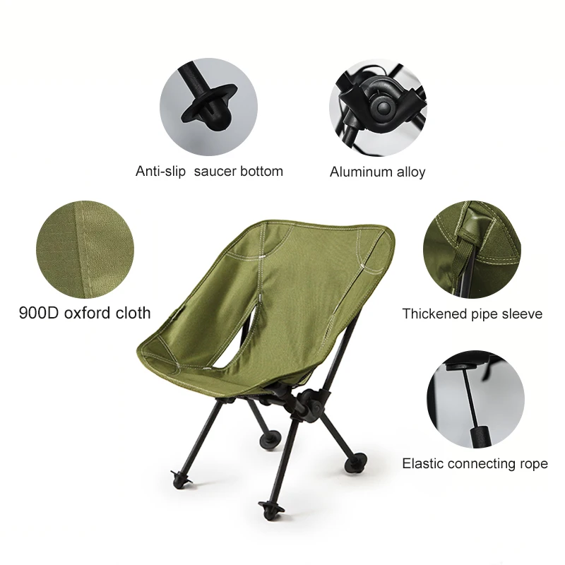 WESTTUNE Children Camping Moon Chair Kids Folding Armchair Backrest Seat Mini Folding Ultralight Storage Moon Tactical Chair