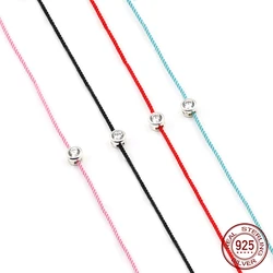 La Monada Red Thread For Hand Women's 925 Sterling Silver Bracelets Round Zircon Red String Rope Jewelry Bracelets For Women